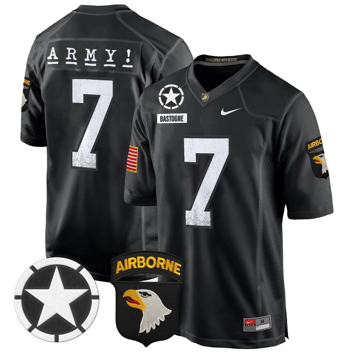 Personalized ABK 101st Airborne Division Patch 2026 Game Jersey - Black / #7 Bastogne Stitched