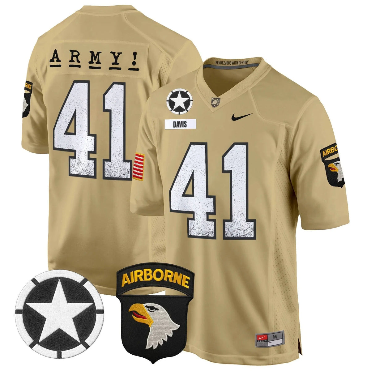 Personalized ABK 101st Airborne Division Patch 2026 Game Jersey - Tan / Glenn Davis Stitched