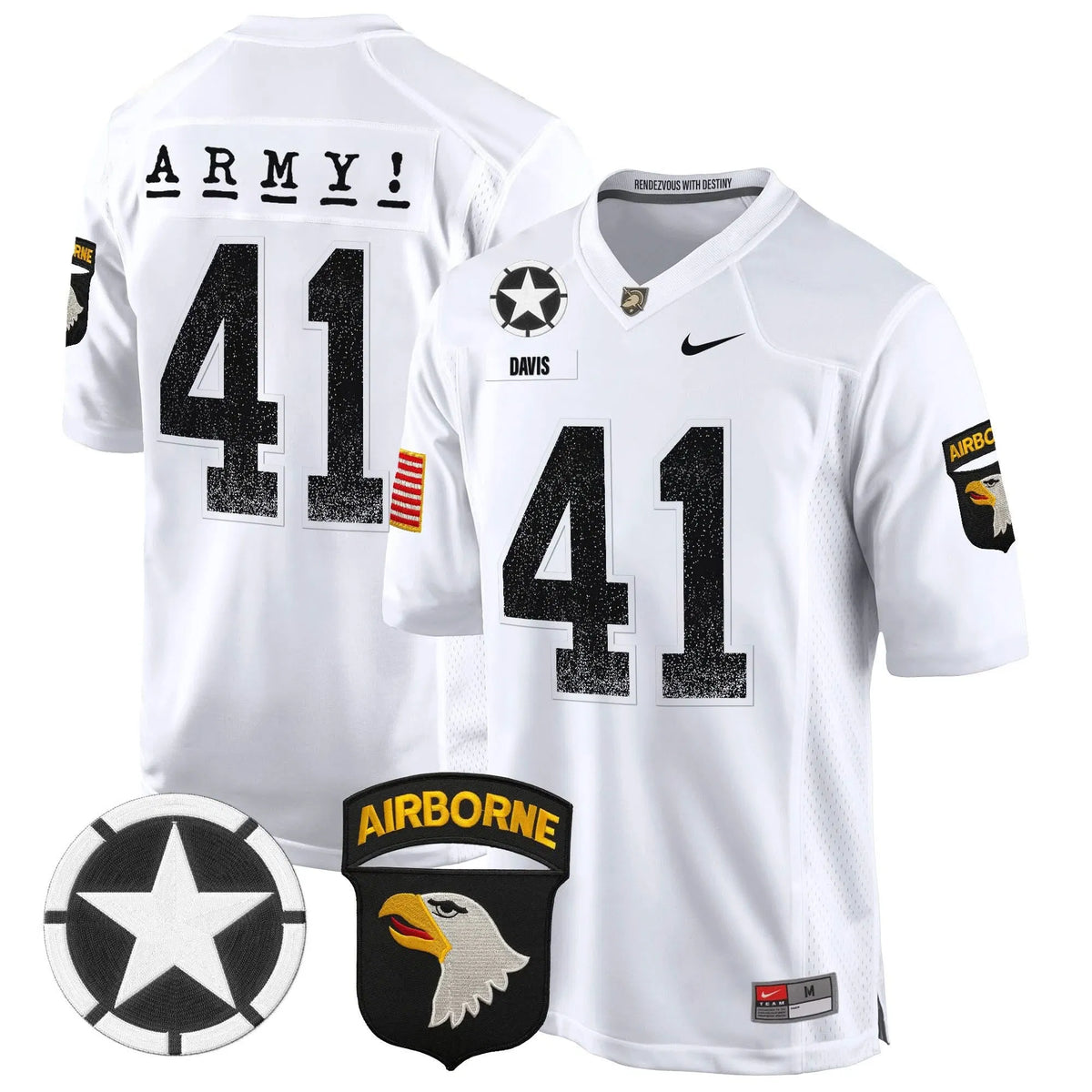 Personalized ABK 101st Airborne Division Patch 2026 Game Jersey - White / Glenn Davis Stitched