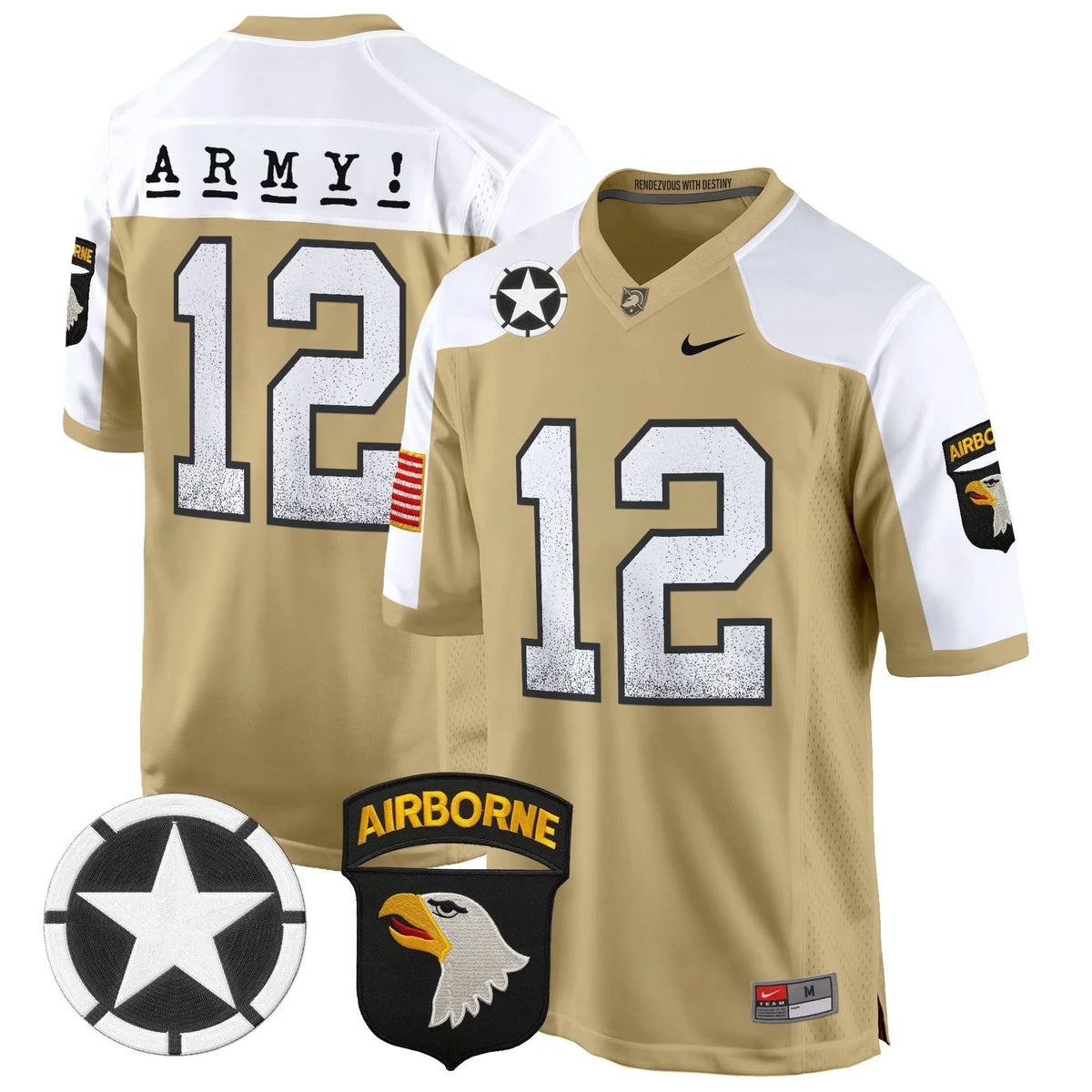 Personalized ABK 101st Airborne Division Patch 2026 Game Jersey - Tan Alternate / #12th Man Stitched