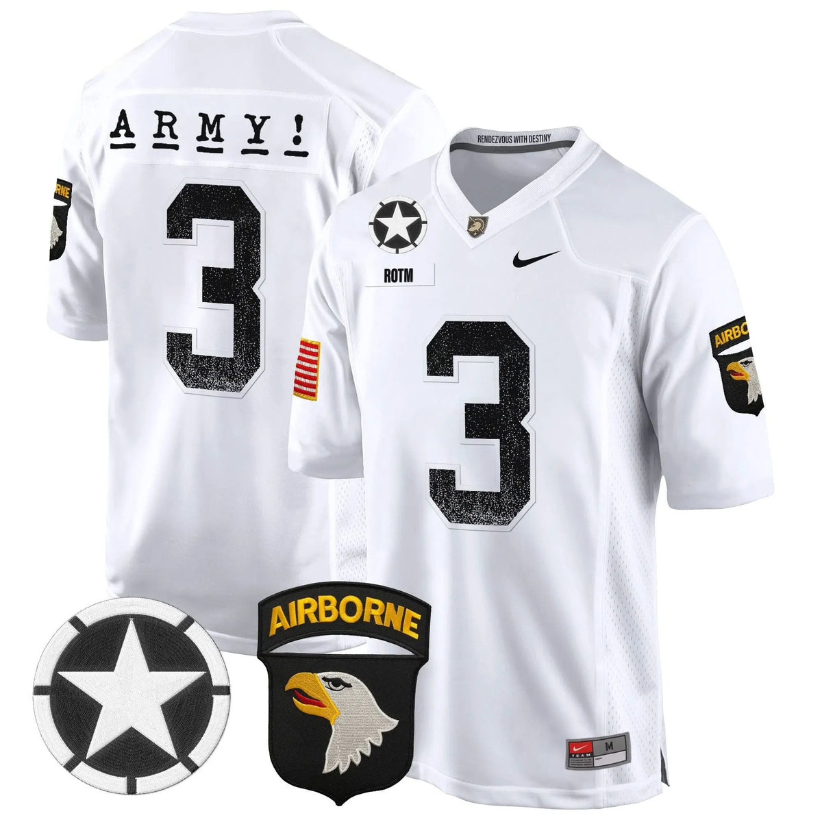 Personalized ABK 101st Airborne Division Patch 2026 Game Jersey - White / #3 ROTM Stitched