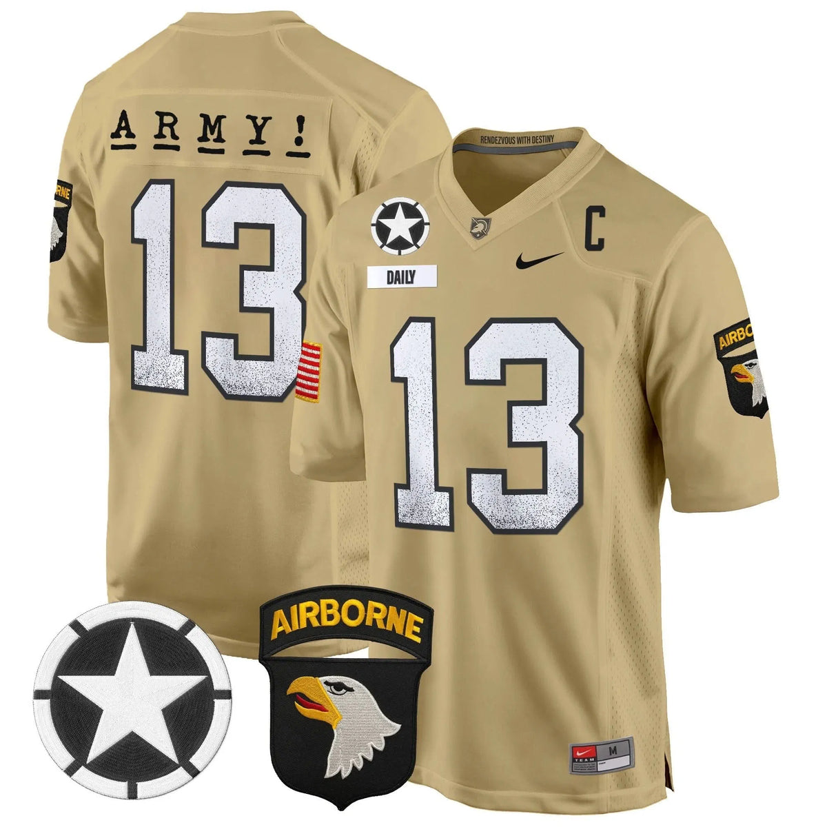 Personalized ABK 101st Airborne Division Patch 2026 Game Jersey - Tan / Bryson Daily Stitched
