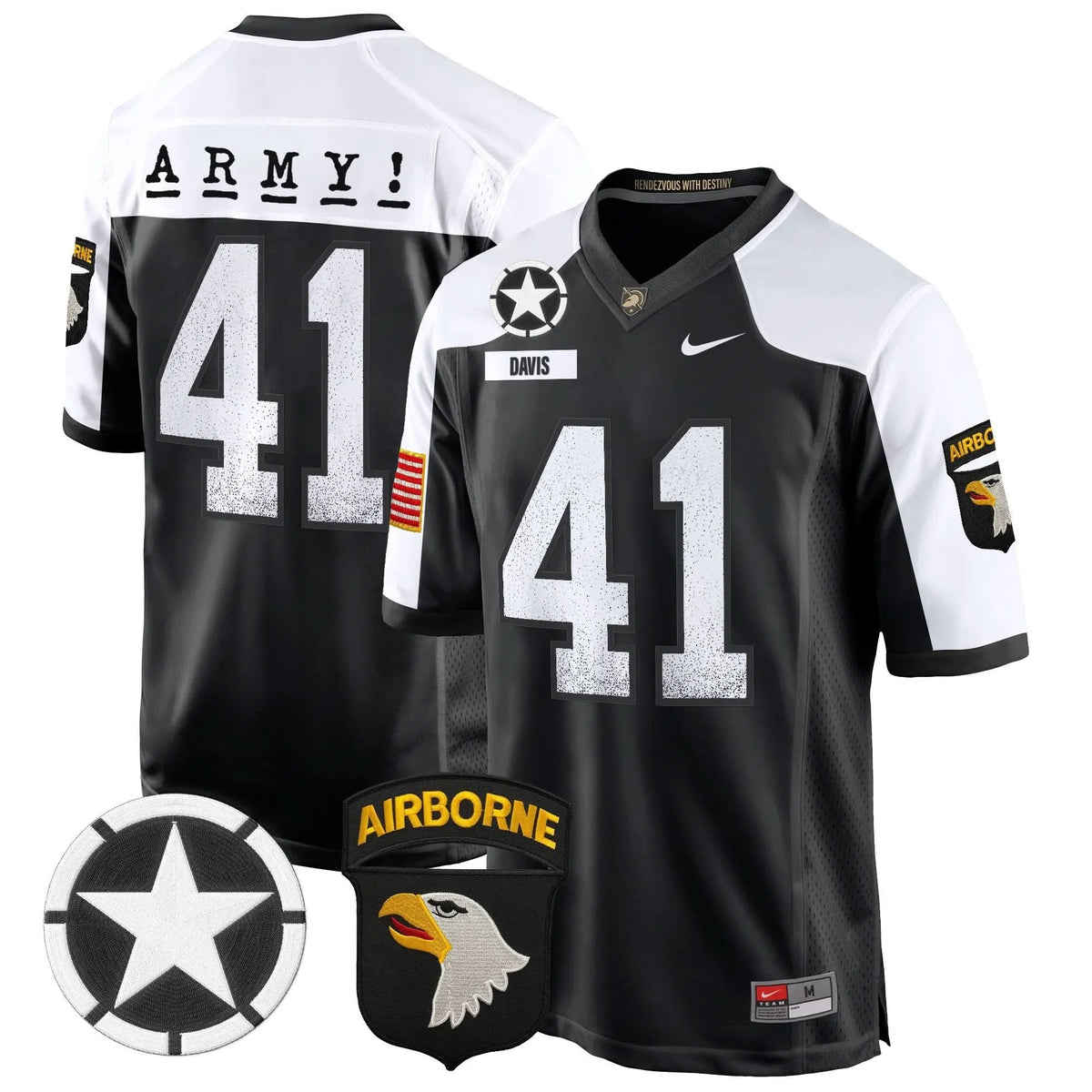 Personalized ABK 101st Airborne Division Patch 2026 Game Jersey - Black Alternate / Glenn Davis Stitched