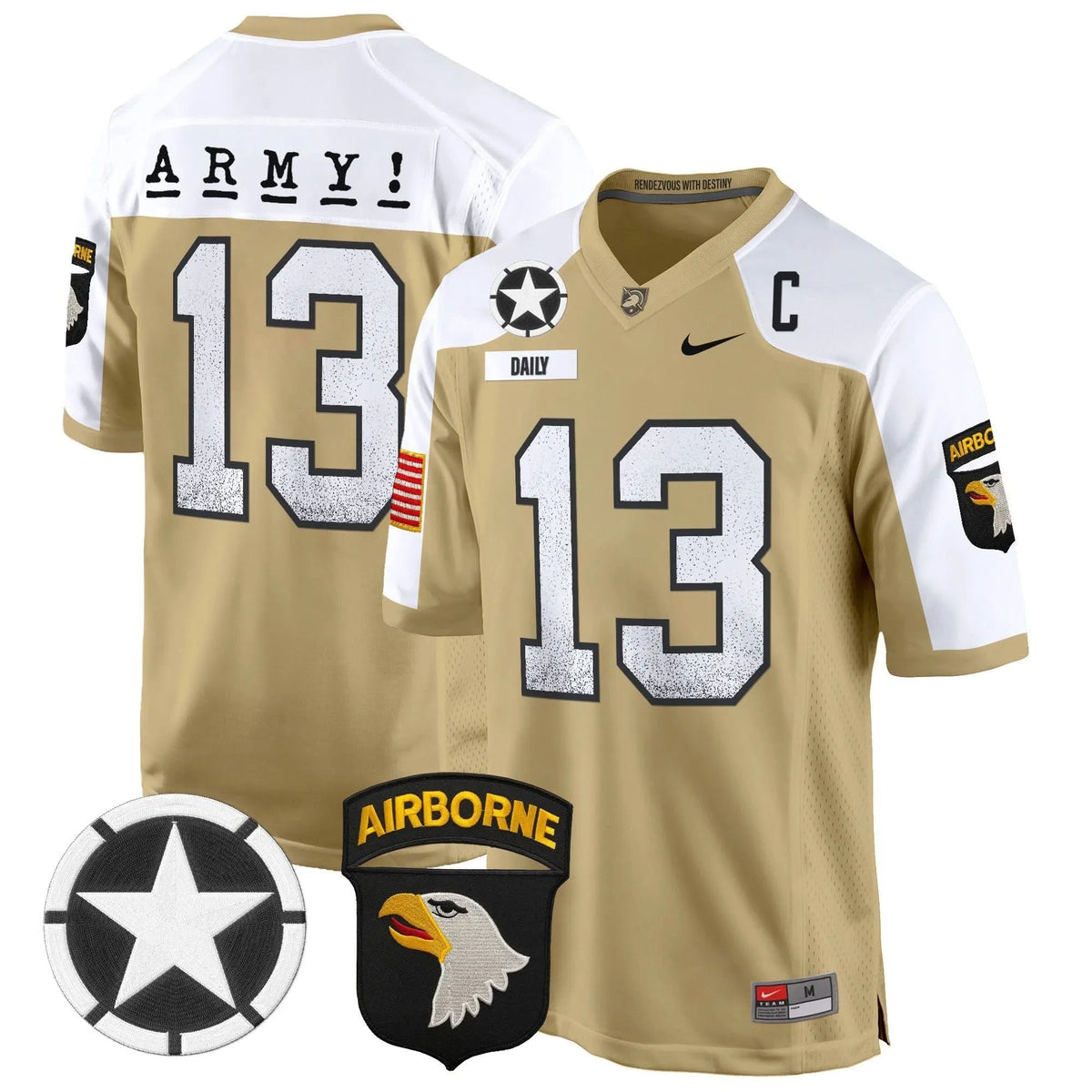 Personalized ABK 101st Airborne Division Patch 2026 Game Jersey - Tan Alternate / Bryson Daily Stitched