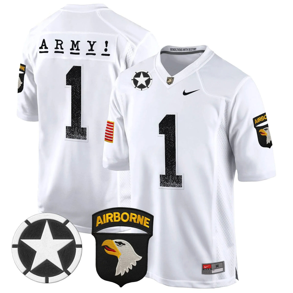 Personalized ABK 101st Airborne Division Patch 2026 Game Jersey - White / #1 Team Stitched