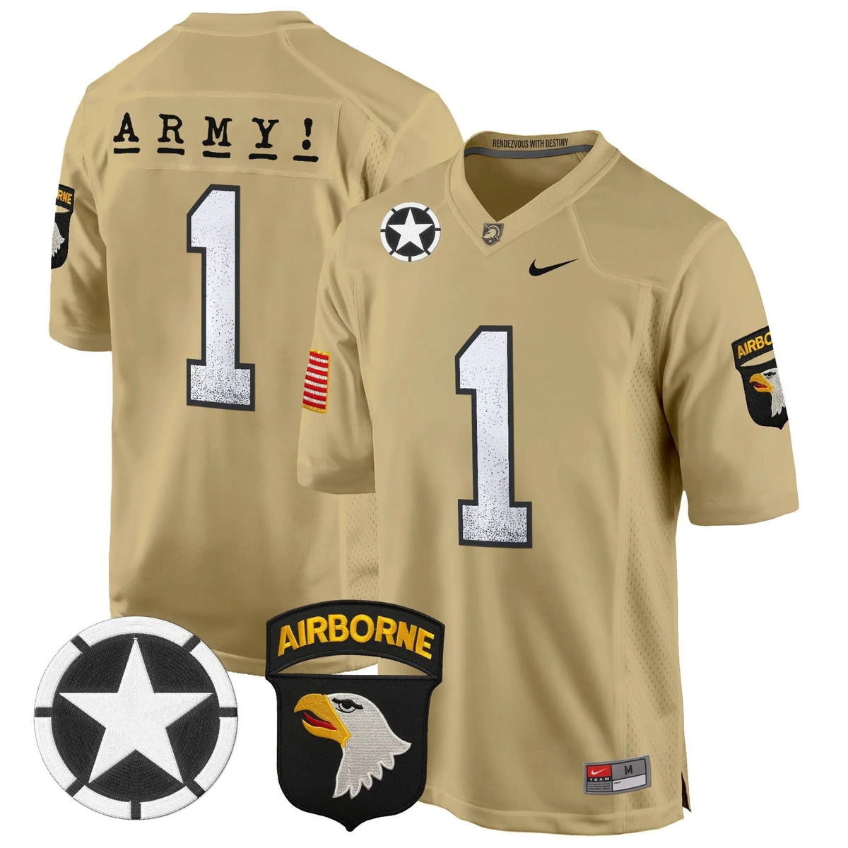 Personalized ABK 101st Airborne Division Patch 2026 Game Jersey - Tan / #1 Team Stitched