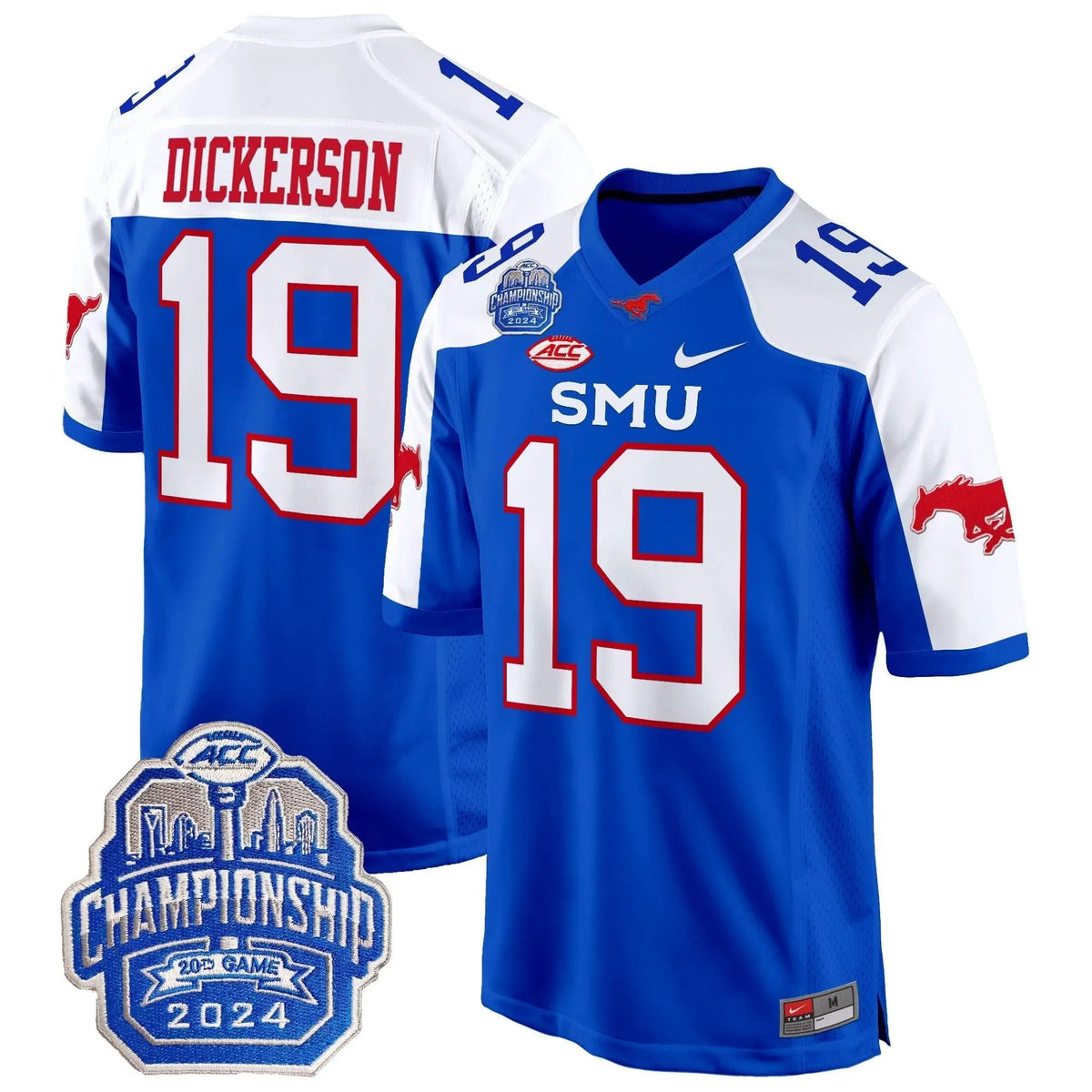 Personalized SMU 2026 ACC Championship Patch Game Jersey - Blue Alternate / Eric Dickerson Stitched
