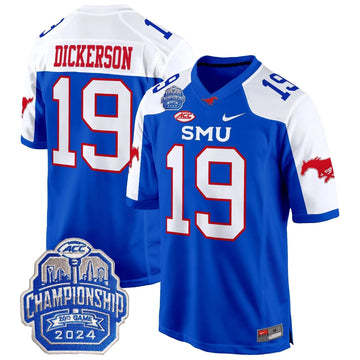 Personalized SMU 2026 ACC Championship Patch Game Jersey - Blue Alternate / Eric Dickerson Stitched