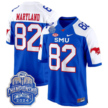 Personalized SMU 2026 ACC Championship Patch Game Jersey - Blue Alternate / RJ Maryland Stitched