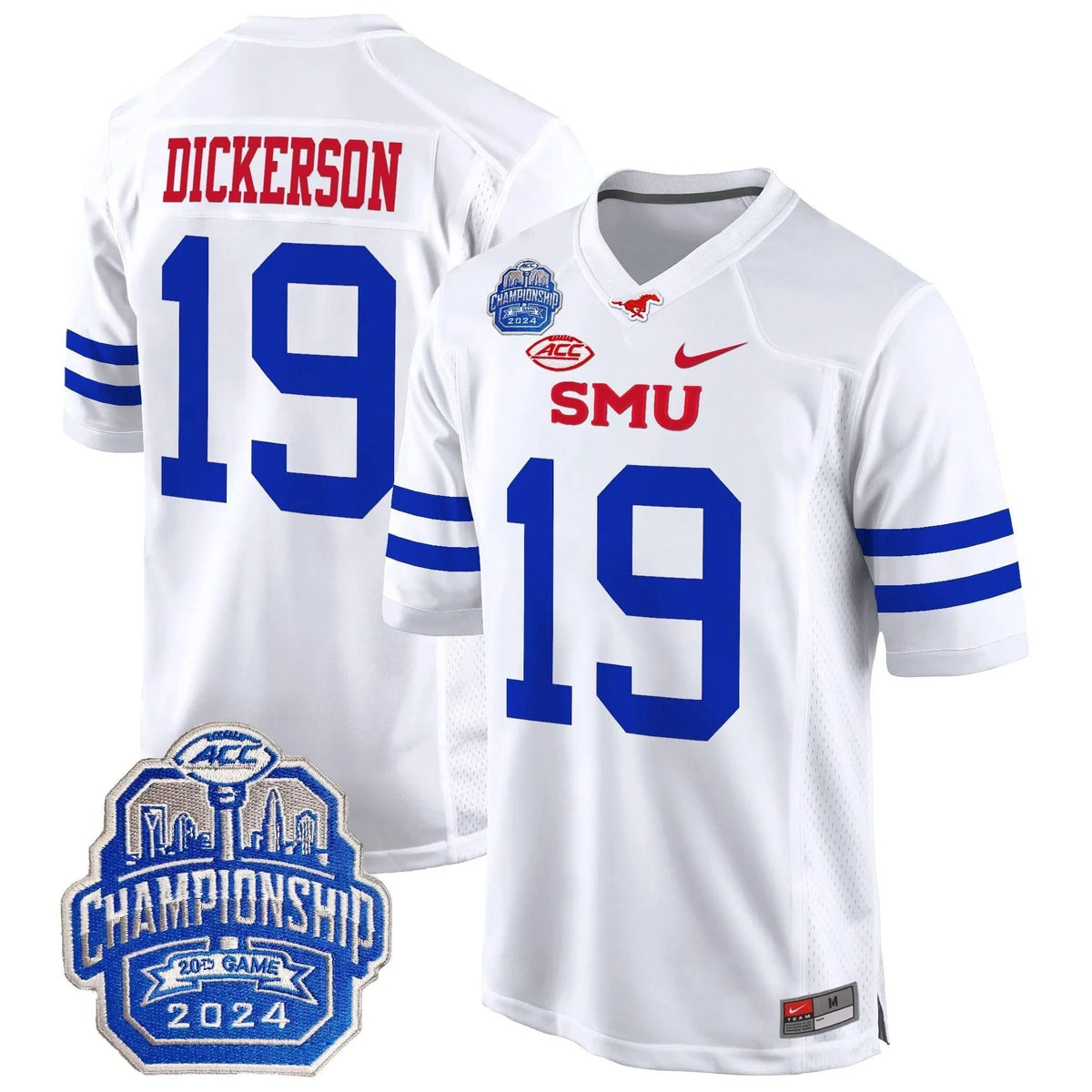 Personalized SMU 2026 ACC Championship Patch Game Jersey - White / Eric Dickerson Stitched