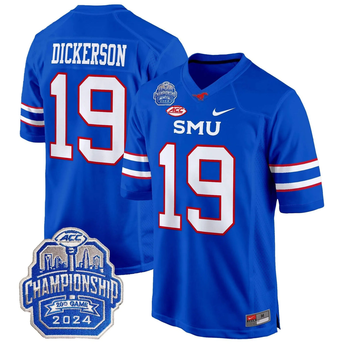 Personalized SMU 2026 ACC Championship Patch Game Jersey - Blue / Eric Dickerson Stitched