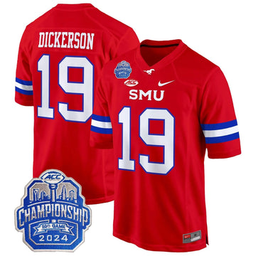Personalized SMU 2026 ACC Championship Patch Game Jersey - Red / Eric Dickerson Stitched