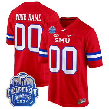Personalized SMU 2026 ACC Championship Patch Game Custom Jersey - Red Stitched