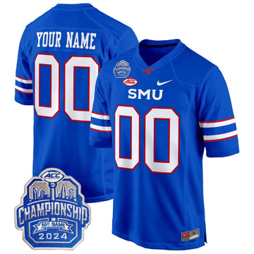 Personalized SMU 2026 ACC Championship Patch Game Custom Jersey - Blue Stitched