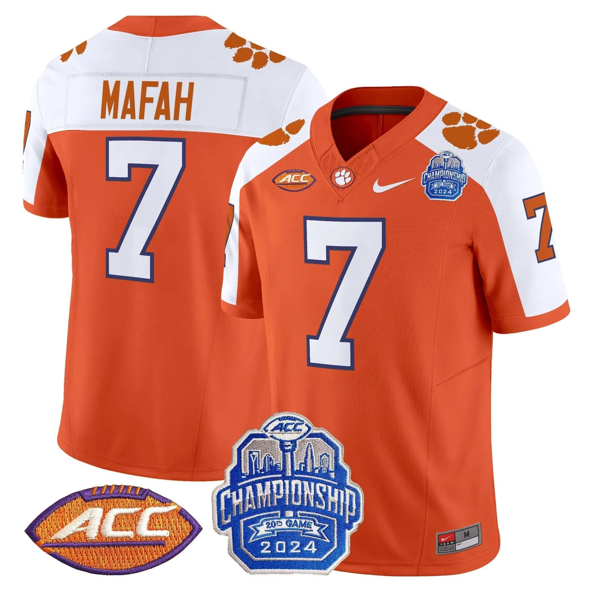 Personalized CT 2026 ACC Championship Patch Vapor Limited Jersey - Orange Alternate / Phil Mafah Stitched