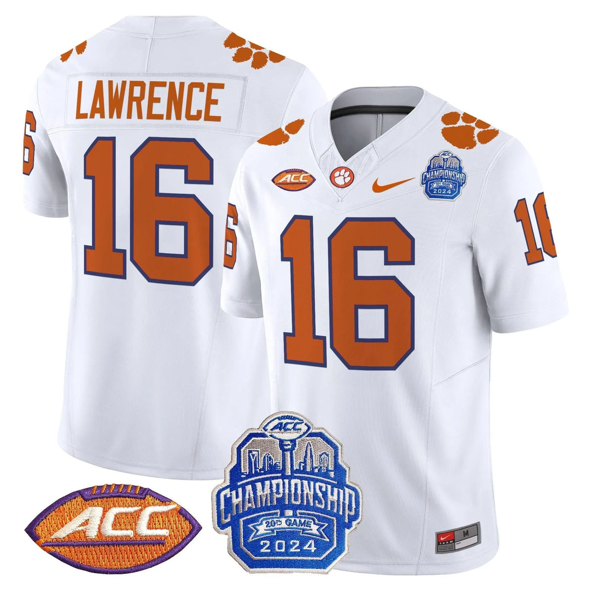 Personalized CT 2026 ACC Championship Patch Vapor Limited Jersey - White / Trevor Lawrence Stitched