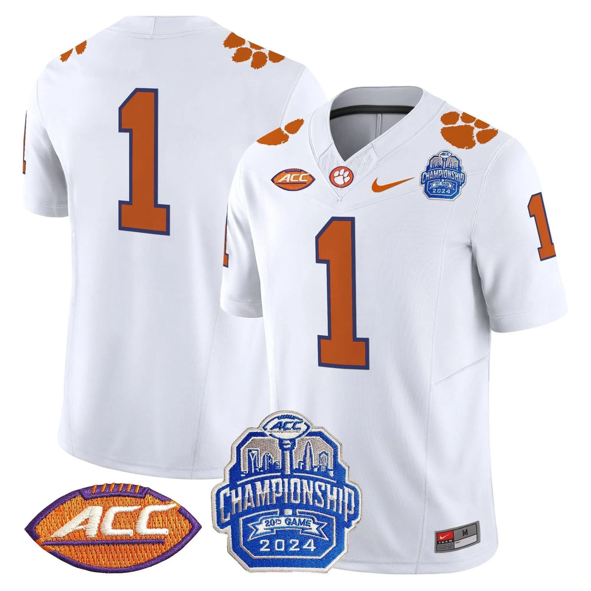 Personalized CT 2026 ACC Championship Patch Vapor Limited Jersey - White / #1 Team Stitched