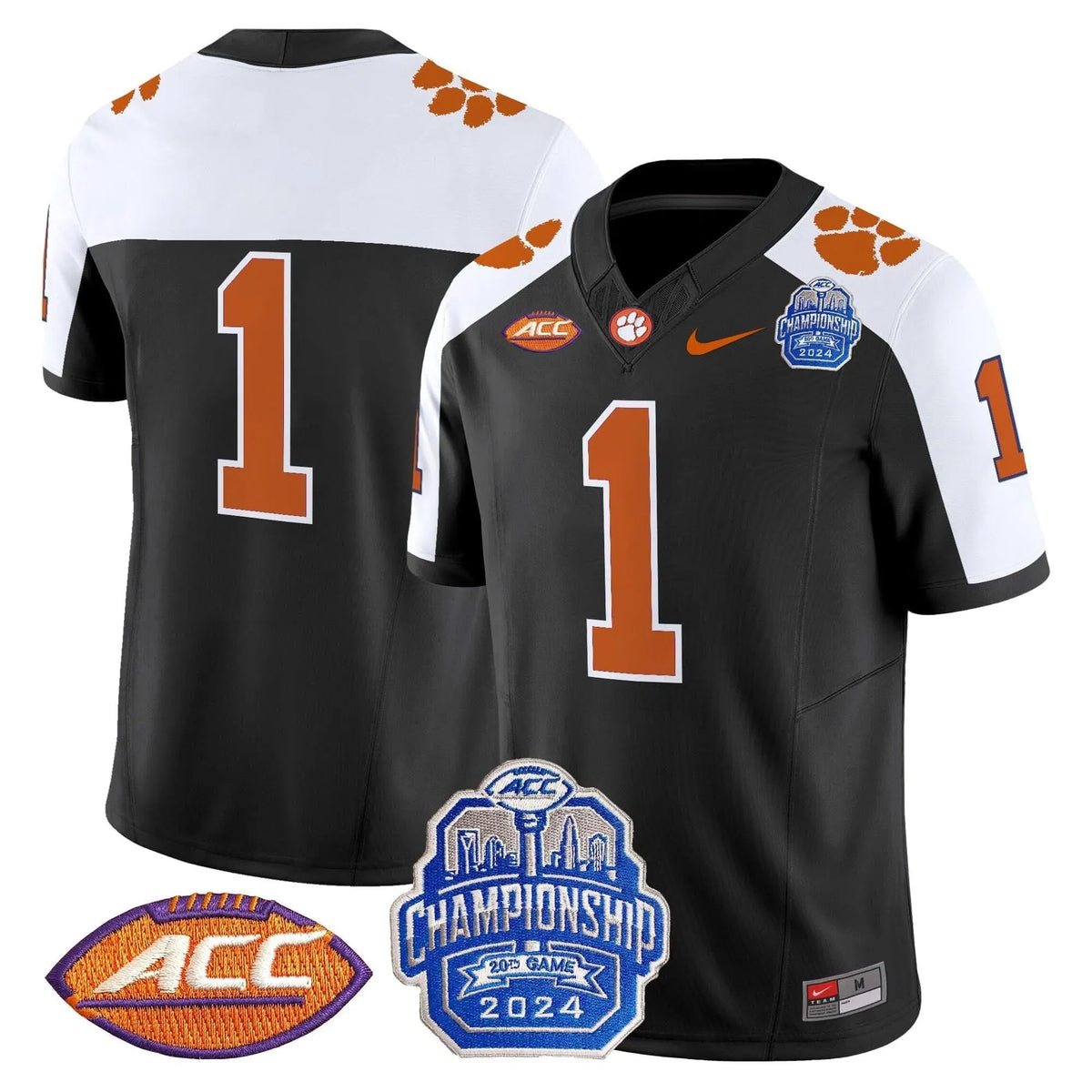 Personalized CT 2026 ACC Championship Patch Vapor Limited Jersey - Black Alternate / #1 Team Stitched