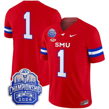 Personalized SMU 2026 ACC Championship Patch Vapor Limited Jersey - Red / #1 Team Stitched