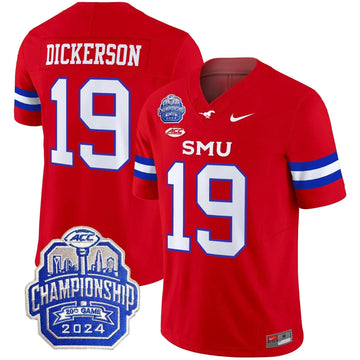 Personalized SMU 2026 ACC Championship Patch Vapor Limited Jersey - Red / Eric Dickerson Stitched