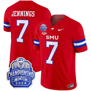 Personalized SMU 2026 ACC Championship Patch Vapor Limited Jersey - Red / Kevin Jennings Stitched