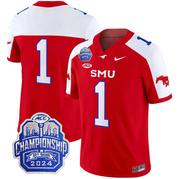Personalized SMU 2026 ACC Championship Patch Vapor Limited Jersey - Red Alternate / #1 Team Stitched