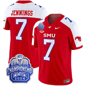 Personalized SMU 2026 ACC Championship Patch Vapor Limited Jersey - Red Alternate / Kevin Jennings Stitched