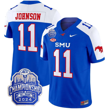 Personalized SMU 2026 ACC Championship Patch Vapor Limited Jersey - Blue Alternate / LJ Johnson Jr. Stitched
