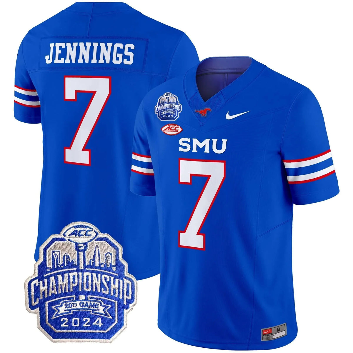 Personalized SMU 2026 ACC Championship Patch Vapor Limited Jersey - Blue / Kevin Jennings Stitched