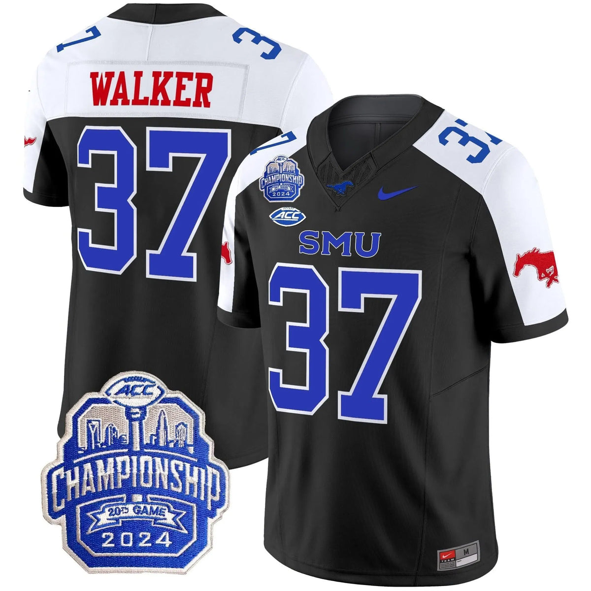Personalized SMU 2026 ACC Championship Patch Vapor Limited Jersey - Black Alternate / Doak Walker Stitched