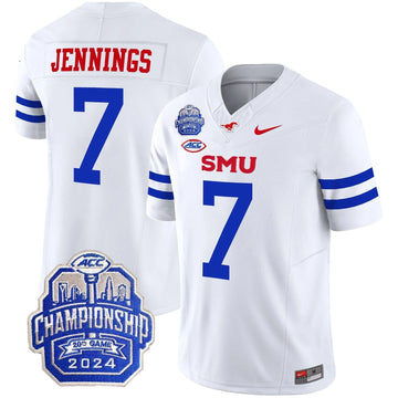 Personalized SMU 2026 ACC Championship Patch Vapor Limited Jersey - White / Kevin Jennings Stitched