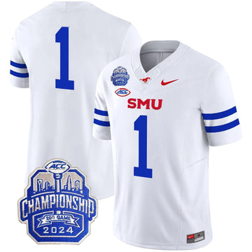 Personalized SMU 2026 ACC Championship Patch Vapor Limited Jersey - White / #1 Team Stitched