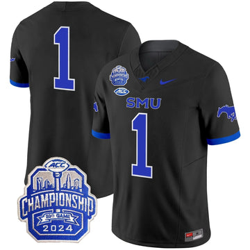 Personalized SMU 2026 ACC Championship Patch Vapor Limited Jersey - Black / #1 Team Stitched