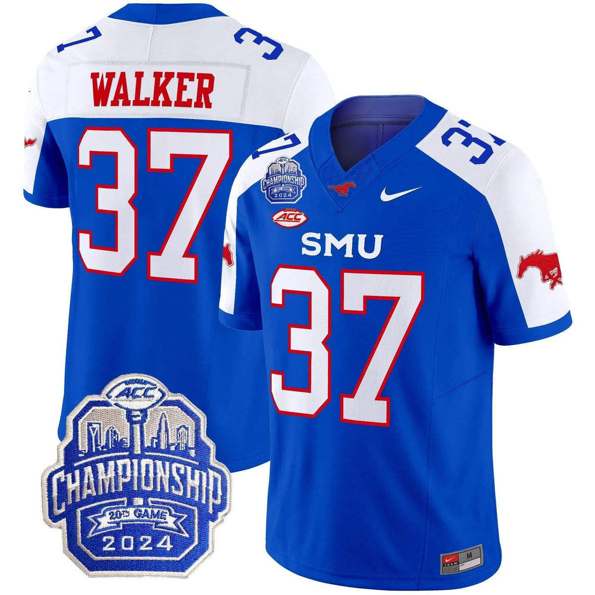 Personalized SMU 2026 ACC Championship Patch Vapor Limited Jersey - Blue Alternate / Doak Walker Stitched