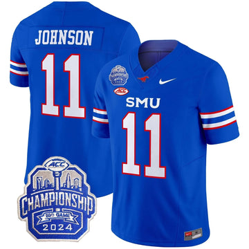 Personalized SMU 2026 ACC Championship Patch Vapor Limited Jersey - Blue / LJ Johnson Jr. Stitched