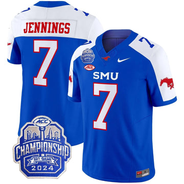 Personalized SMU 2026 ACC Championship Patch Vapor Limited Jersey - Blue Alternate / Kevin Jennings Stitched