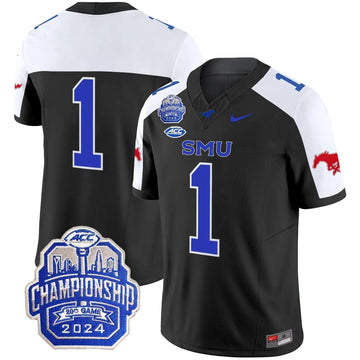Personalized SMU 2026 ACC Championship Patch Vapor Limited Jersey - Black Alternate / #1 Team Stitched