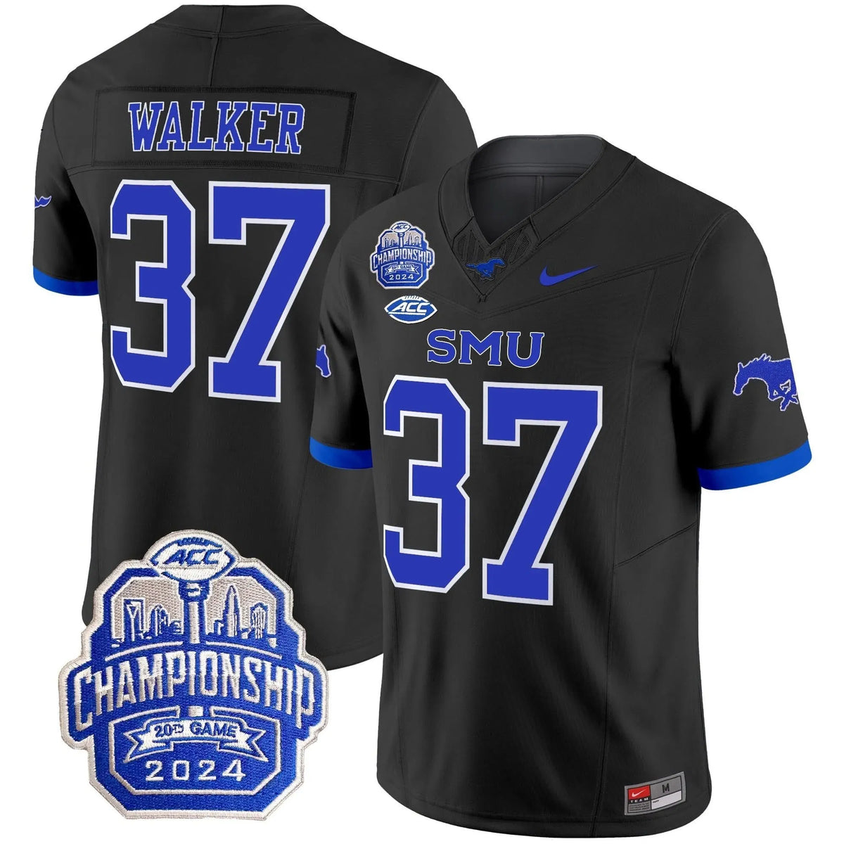 Personalized SMU 2026 ACC Championship Patch Vapor Limited Jersey - Black / Doak Walker Stitched