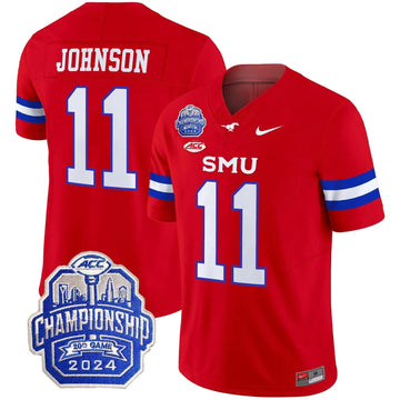 Personalized SMU 2026 ACC Championship Patch Vapor Limited Jersey - Red / LJ Johnson Jr. Stitched