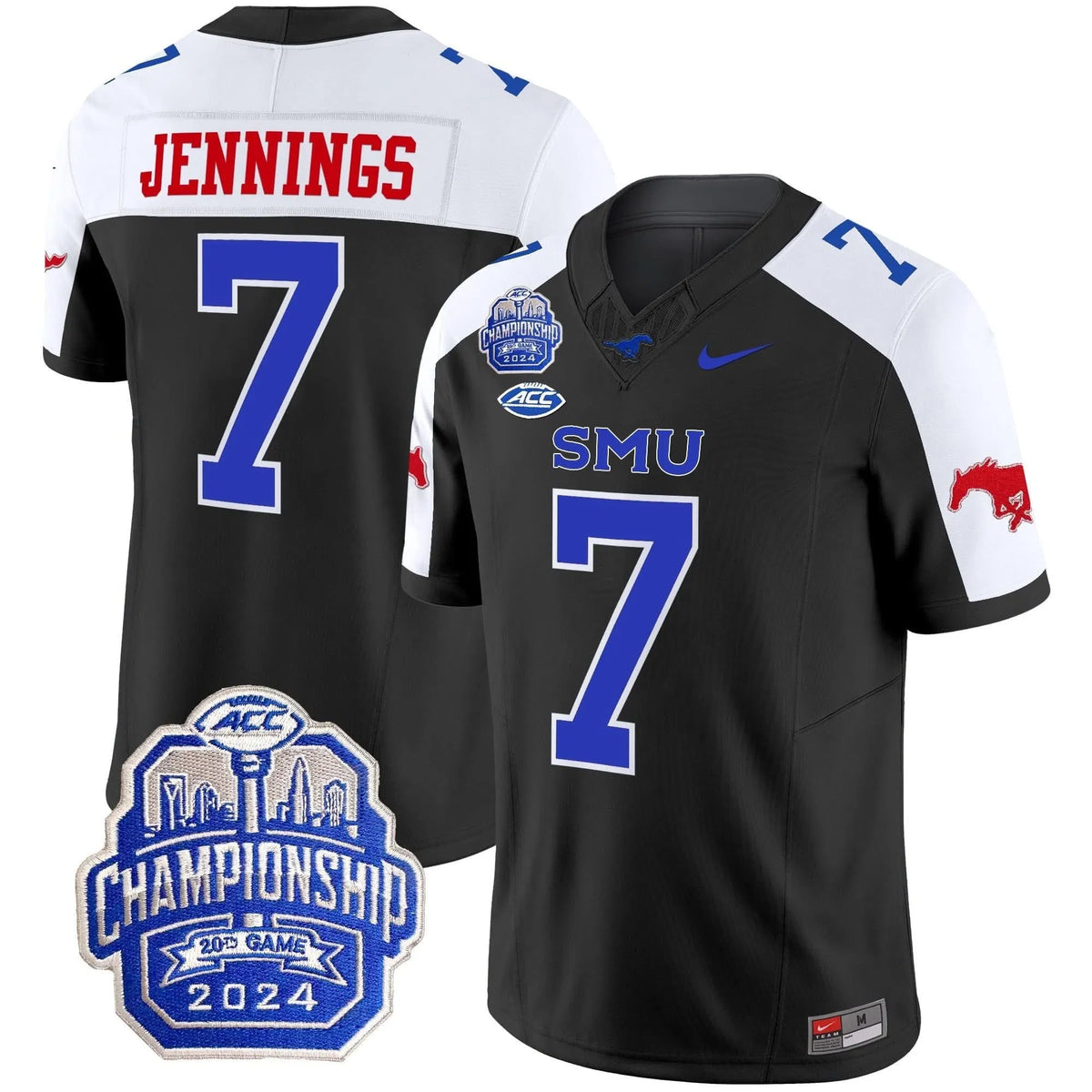 Personalized SMU 2026 ACC Championship Patch Vapor Limited Jersey - Black Alternate / Kevin Jennings Stitched