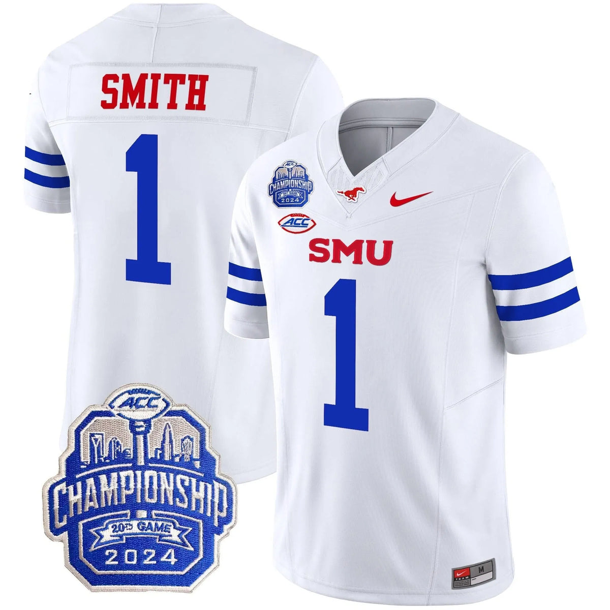 Personalized SMU 2026 ACC Championship Patch Vapor Limited Jersey - White / Brashard Smith Stitched