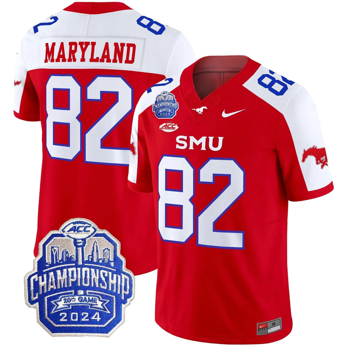 Personalized SMU 2026 ACC Championship Patch Vapor Limited Jersey - Red Alternate / RJ Maryland Stitched