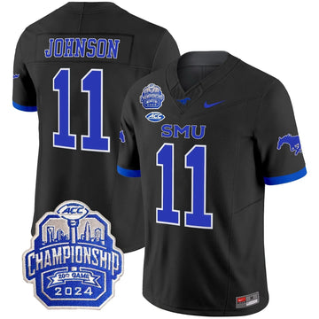 Personalized SMU 2026 ACC Championship Patch Vapor Limited Jersey - Black / LJ Johnson Jr. Stitched