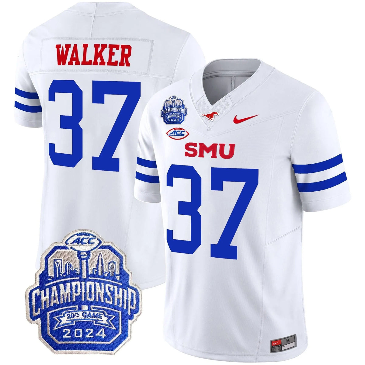 Personalized SMU 2026 ACC Championship Patch Vapor Limited Jersey - White / Doak Walker Stitched