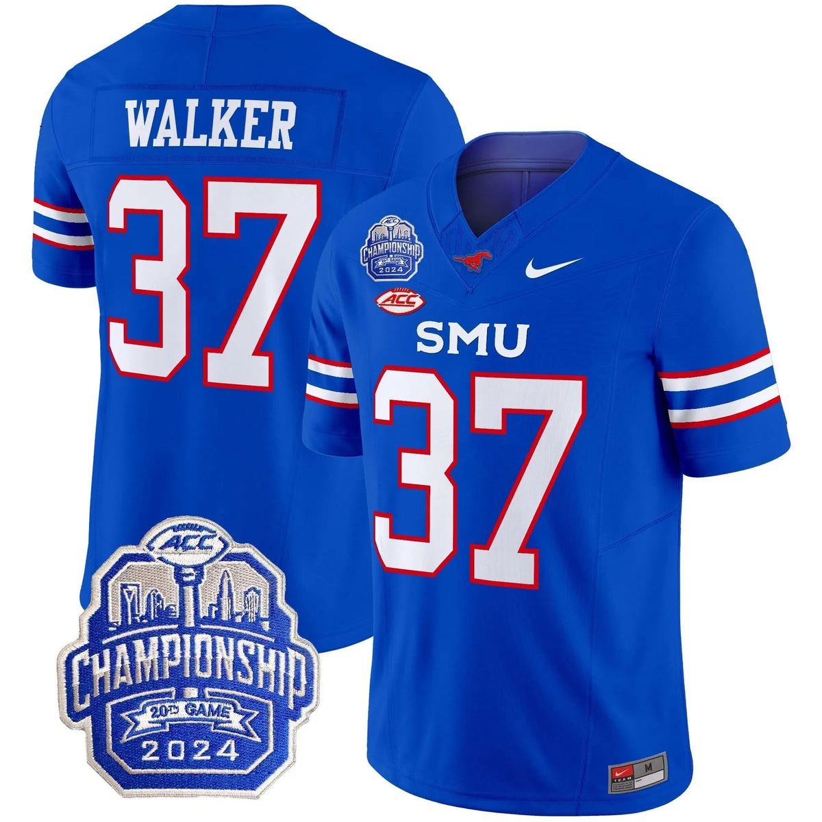 Personalized SMU 2026 ACC Championship Patch Vapor Limited Jersey - Blue / Doak Walker Stitched