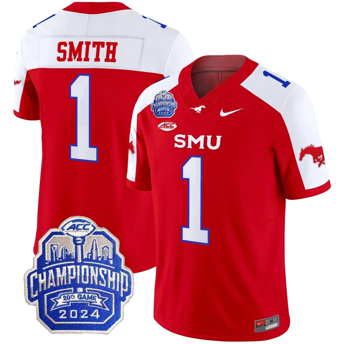 Personalized SMU 2026 ACC Championship Patch Vapor Limited Jersey - Red Alternate / Brashard Smith Stitched