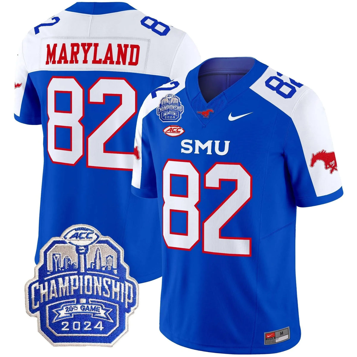 Personalized SMU 2026 ACC Championship Patch Vapor Limited Jersey - Blue Alternate / RJ Maryland Stitched