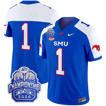 Personalized SMU 2026 ACC Championship Patch Vapor Limited Jersey - Blue Alternate / #1 Team Stitched