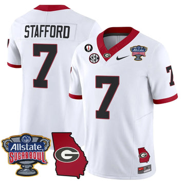 Personalized GB 2026 Sugar Bowl & Georgia Map Patch Vapor Limited Jersey - White / Matthew Stafford Stitched