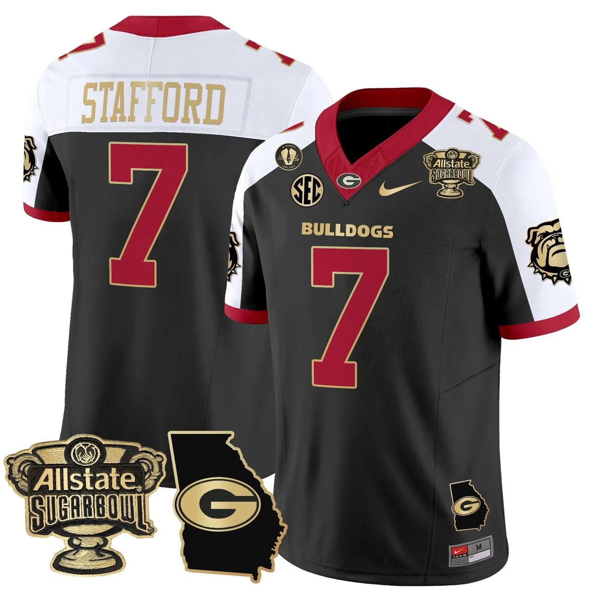 Personalized GB 2026 Sugar Bowl & Georgia Map Patch Vapor Limited Jersey - Alternate / Matthew Stafford Stitched